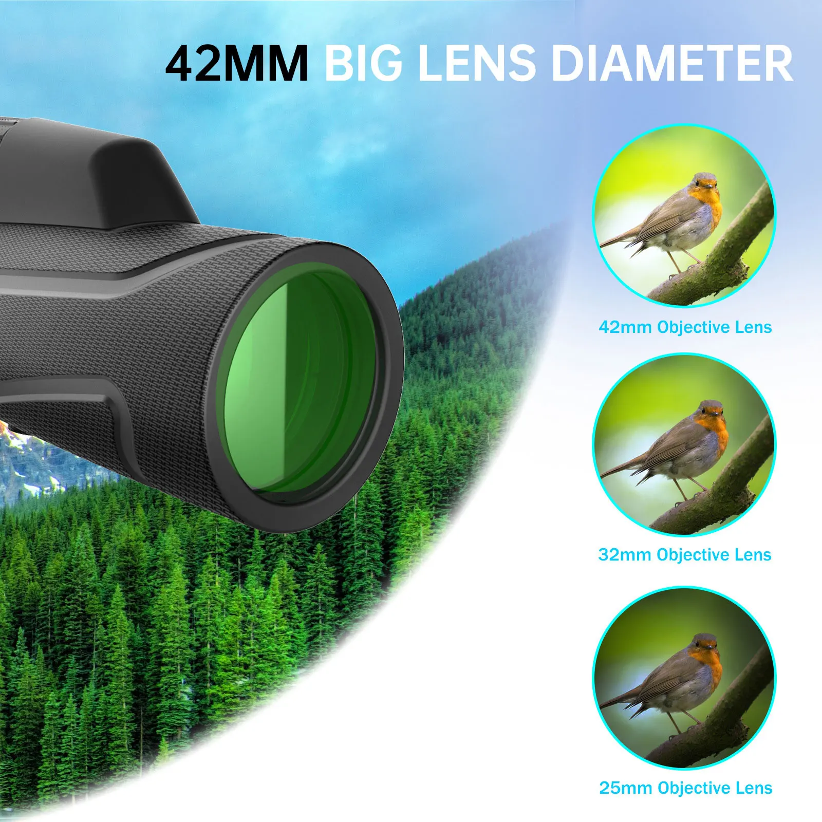 الملقط التكتيكي: SUNCORE 10x42 أحادي العين. مهندس للحصول على أهداف متحركة سريعة وعيد واحدة.