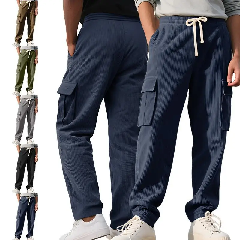 

Мужские повседневные свободные брюки прямого кроя в стиле рабочей одежды, винтажные, из ткани хаки, с высокой талией, удобные, осенние, длинные