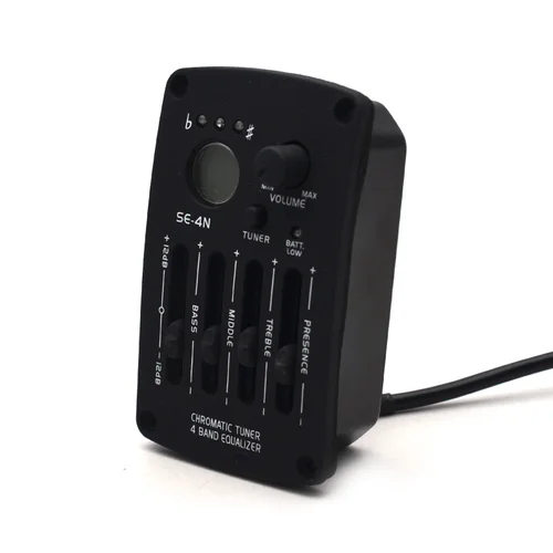 Imagen 2 del producto PREAMPLIFICADOR de guitarra acústica EQ de 4 bandas, sintonizador de procedimiento Digital redondo, ecualizador, pastilla de guitarra, aceite de goma, color negro, SE-4N