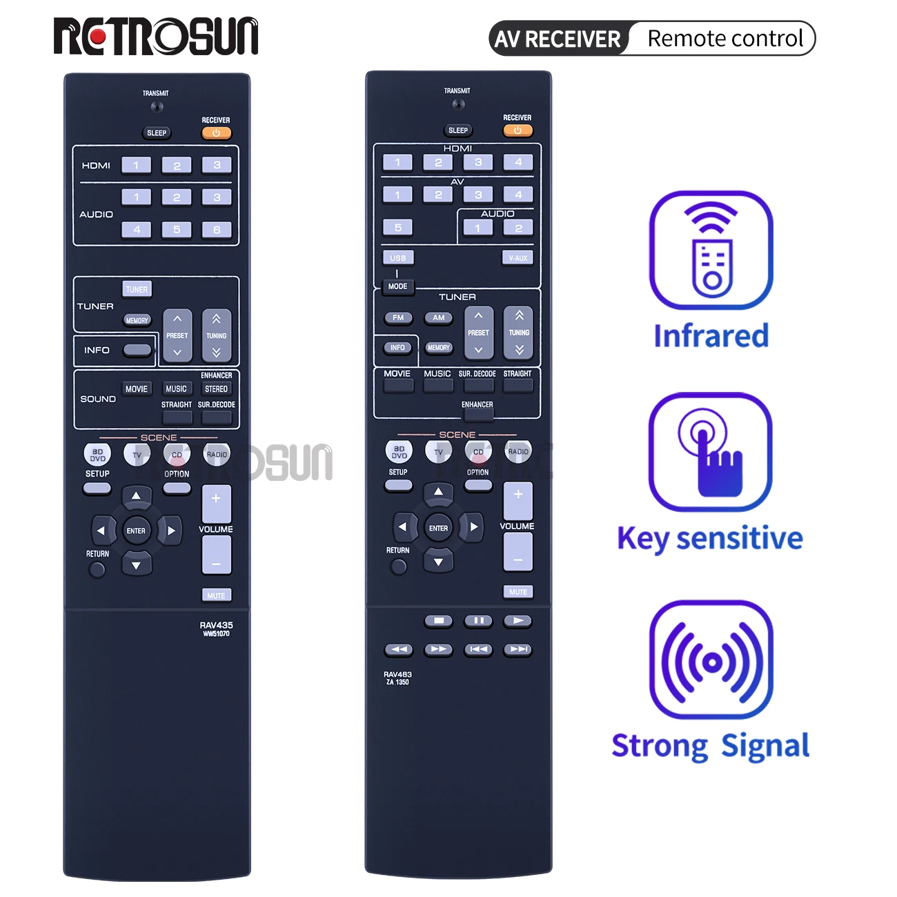 

RAV463 ZA11350 RAV435 WW510700 Replace Remote Control for Yamaha AV Receiver RX-V375BL HTR-3066 YHT-4910U YHT-4910U YHT-4910U