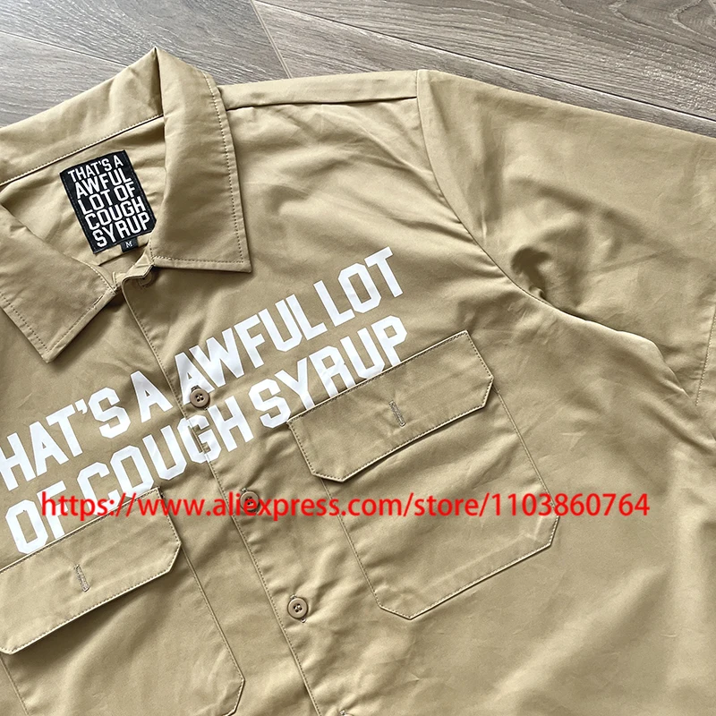 

Летняя повседневная рубашка Cough Syru High Street Trend с буквенным принтом и пуговицами с коротким рукавом That's A Awful Lot of Cough Syrup Топы Рубашка