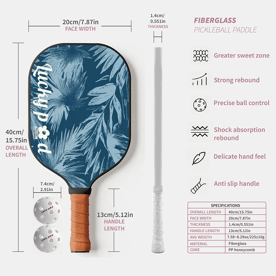Pickleball Paddle Set with 2 Balls Trendy Pattern Pickleball Paddle Set Lightweight Pickleball Racket for Adults & Beginners
