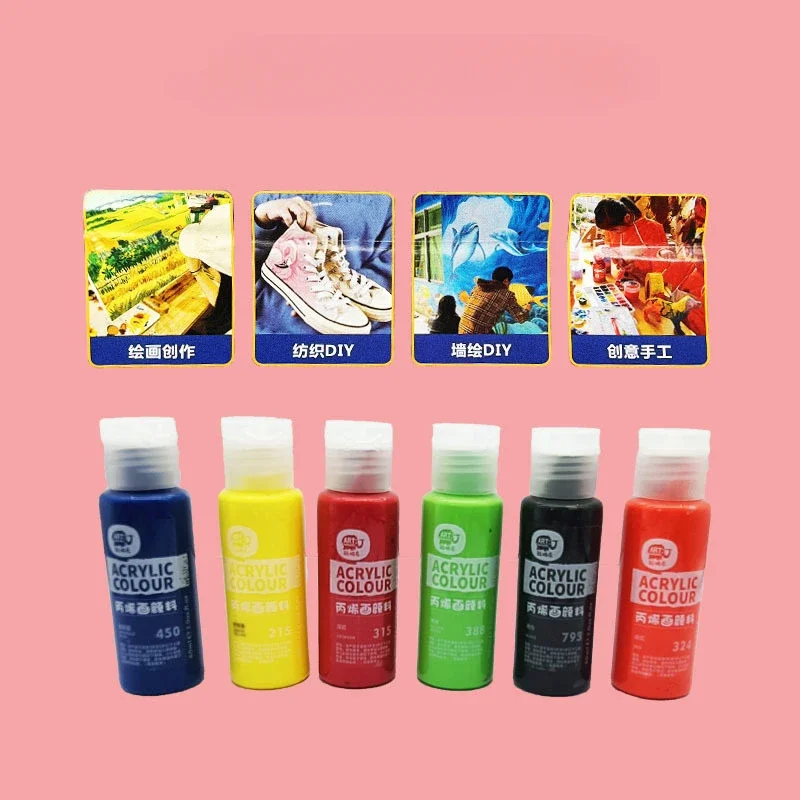 12 Color 60ml Metal Fluorescent Sparkling Classic Color Series Acrylic Paint Set for Children DIY Textile Painting Art Supplies