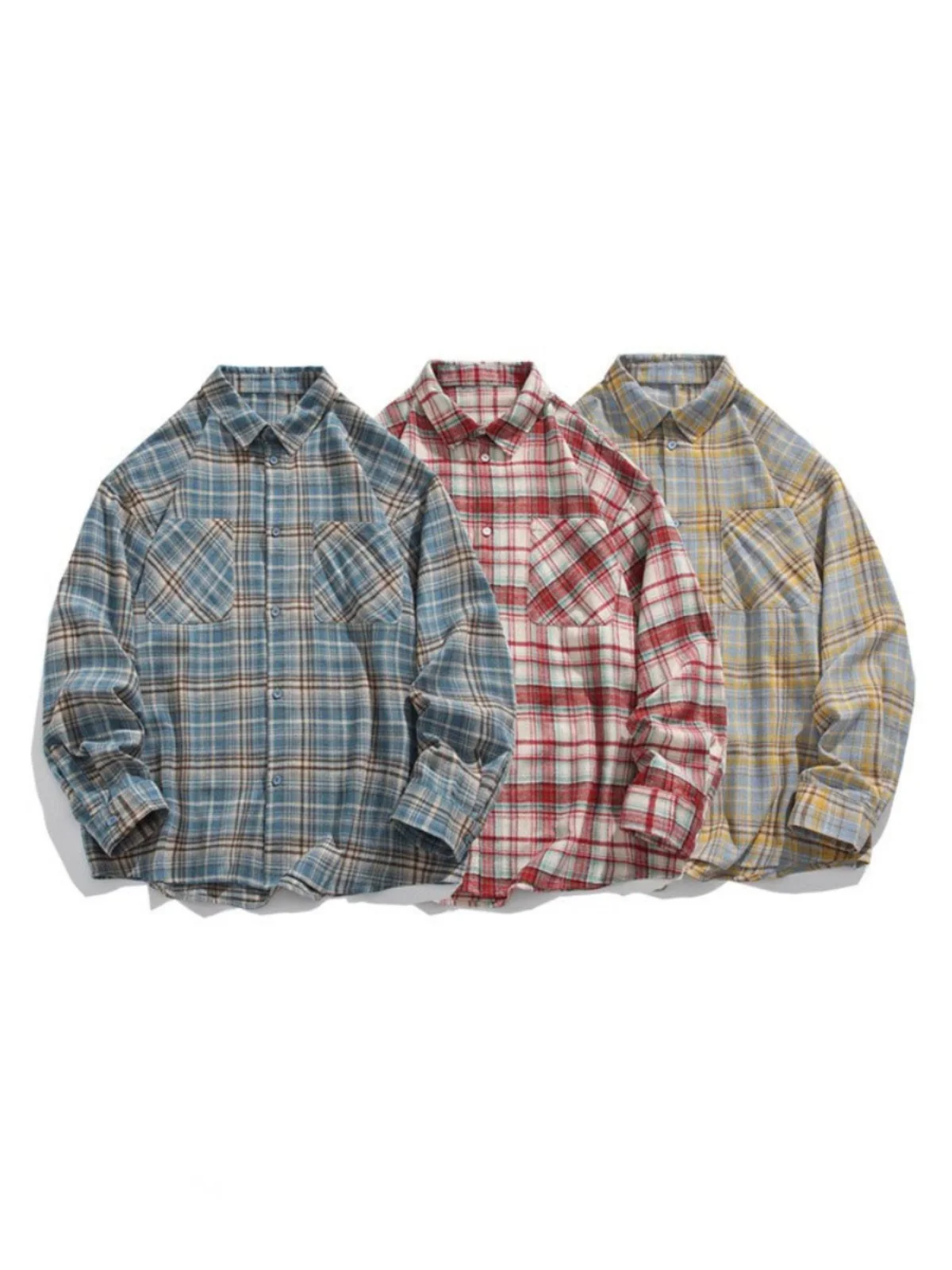 

2024 Spring Autumn Plaid Long Sve Loose Fit Collared irt Men Women Casual Faionable Retro Sle Daily Wear