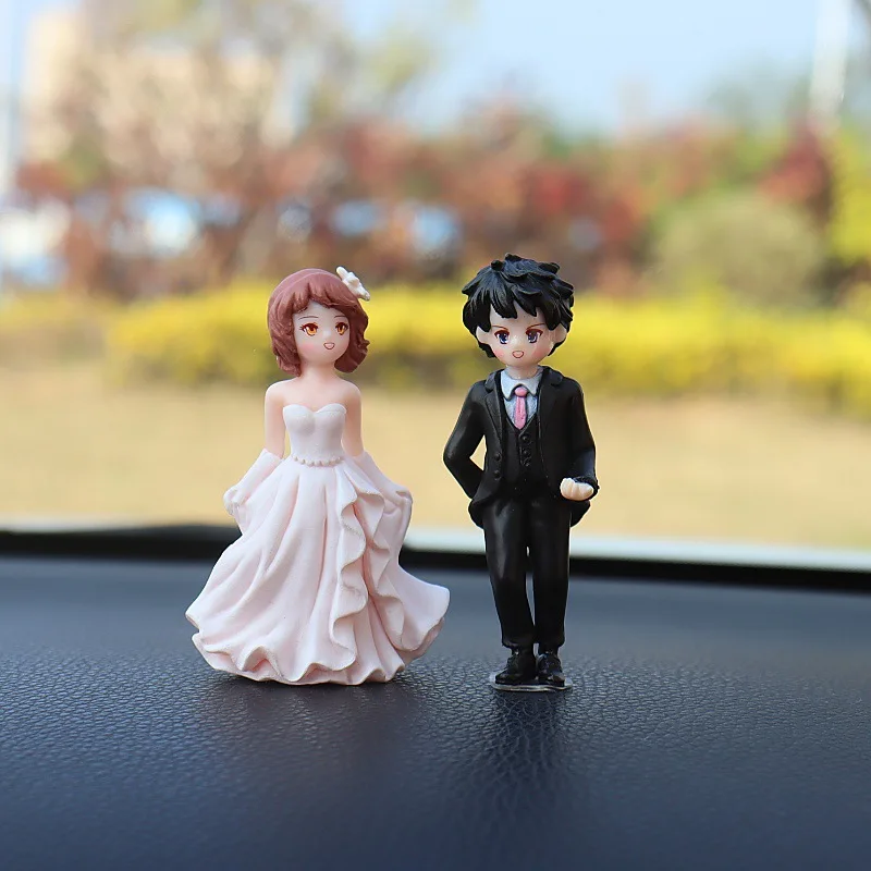 Cartoon Auto Decoration Center Console Creative Dolls Married Couple Style Car Interior Miniature Ornament Accessories Toys