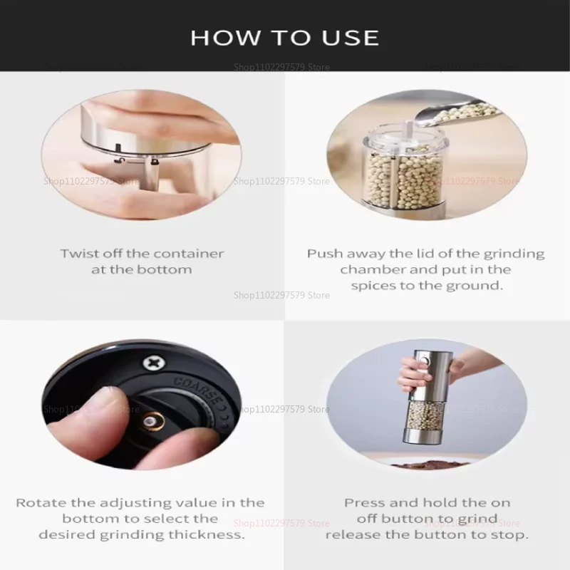طقم مطحنة الفلفل الكهربائية القابلة لإعادة الشحن عبر USB، مطحنة الملح والفلفل الأوتوماتيكية، إضاءة LED قابلة للتعديل، توابل المطبخ والطهي