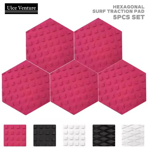 Hexagon Surfboard Traction Pad 5pcs Surfing Deck Grip Surf SUP Board Eva Foam Diamond Non-Slip Strong Glue Surf Accessories