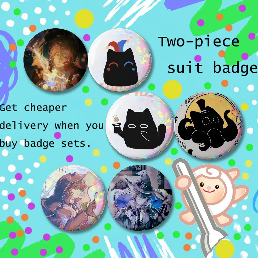 Brooches for Backpack Accessories 25,32,44,58,75mm Round Lord-d of M-Mysteries Enamel Pins 2-piece set Cartoon Anime Badge