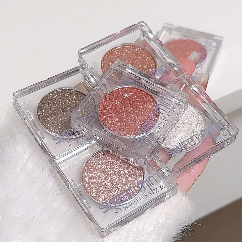 Sombra de olhos super brilhante com glitter de cor única, sombra perolada brilhante rosa, maquiagem iluminadora de olhos de longa duração