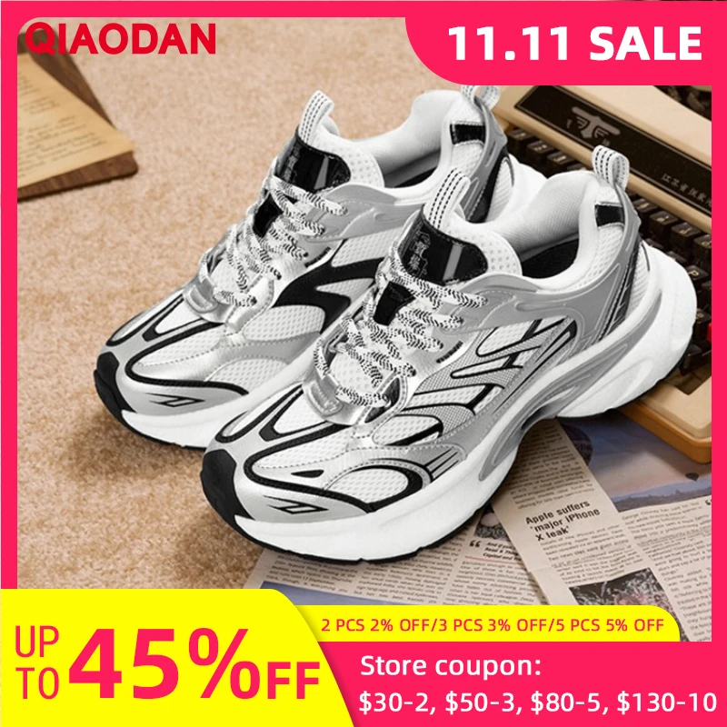 

Мужская прогулочная обувь QIAODAN, осень 2021, новые поступления, повседневная обувь, легкие кроссовки в стиле ретро на мягкой подошве QXL043254403