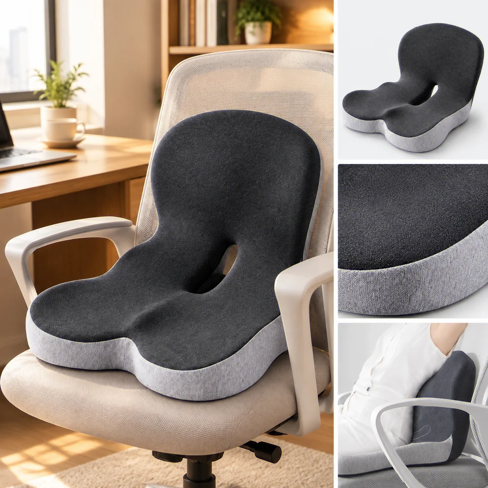 HTMCK Memory Foam Lumbar Support Waist Pillow Car Seat & Office Chair Cushion Car Accessories, image 4