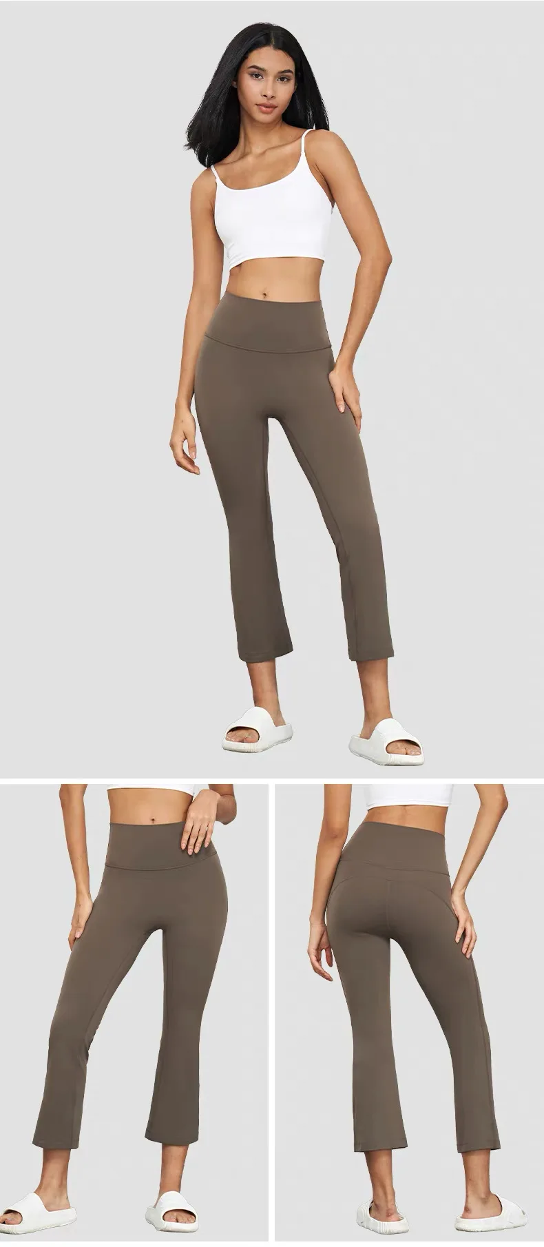 Damen-Capri-Leggings mit hoher Taille und formendem Hüftbereich, Second-Skin-Schnelltrocknende 4-Wege-Stretch-Yoga-Hose für Pilates, Fitnessstudio und Alltag – Detail 8