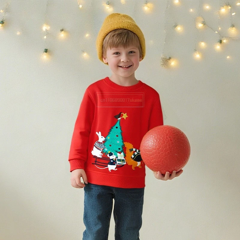 

Christmas girl fashion hoodie long-sleeved pure cotton cartoon pattern animal casual printed outdoor casual pullover