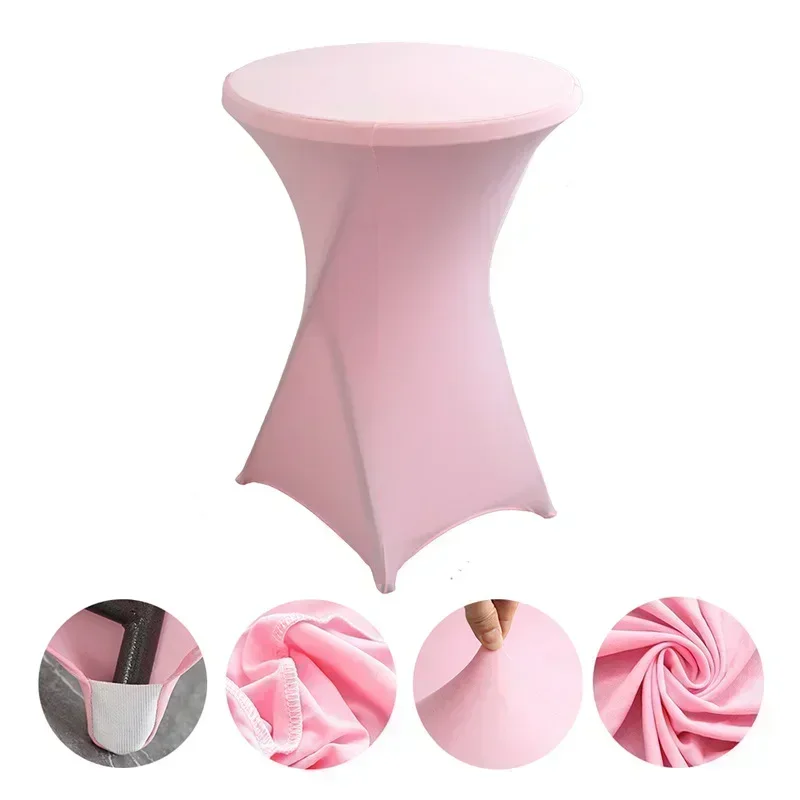 Spandex Cocktail Table Cover Stretch Round High Top Tablecloth for Wedding Banquet Party Event Decoration