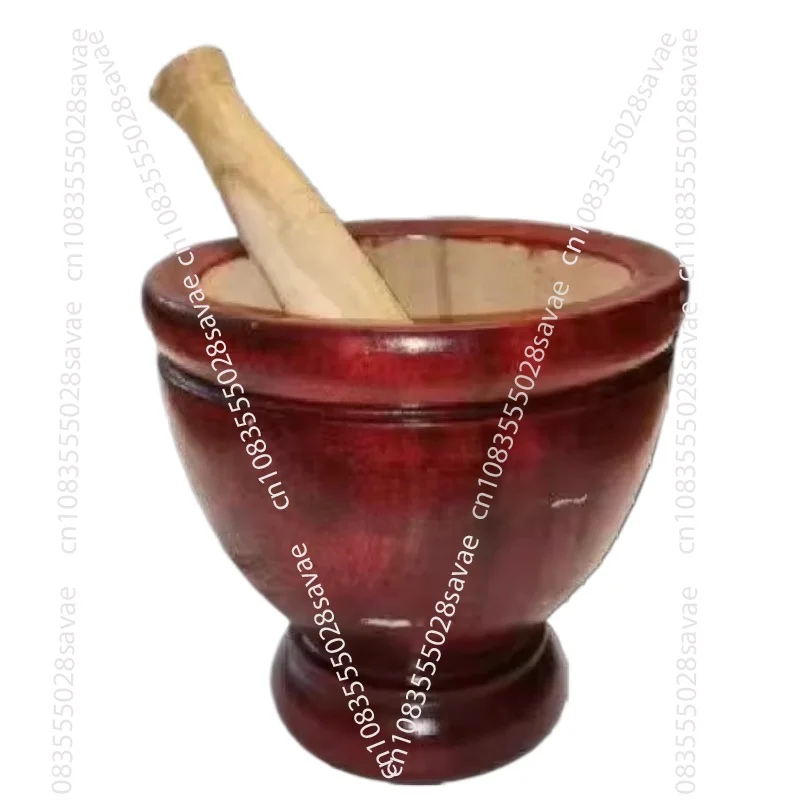 Solid Wood Pounding Tube Dai Flavor Pounding Wooden Mortar Stirring Garlic Pile Nest Wood Round Mortar