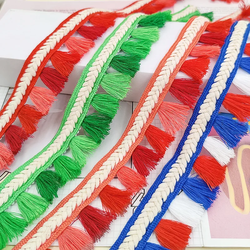 Tassel Lace Trim Polyester Tassel Fringe Trim Color Tassel Lace Ribbon Sewing Garment Accessory Clothing Curtain Home DIY Decor