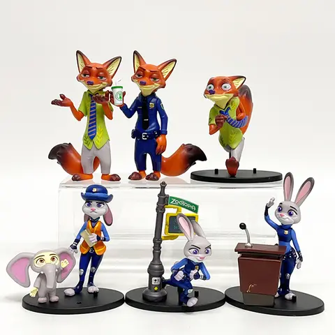 Anime Figure Creativity 6pcs Zootopia2 Figure Toys Cartoon Computer Car Ornament DIY Collectable Model Christmas Gift For Girl