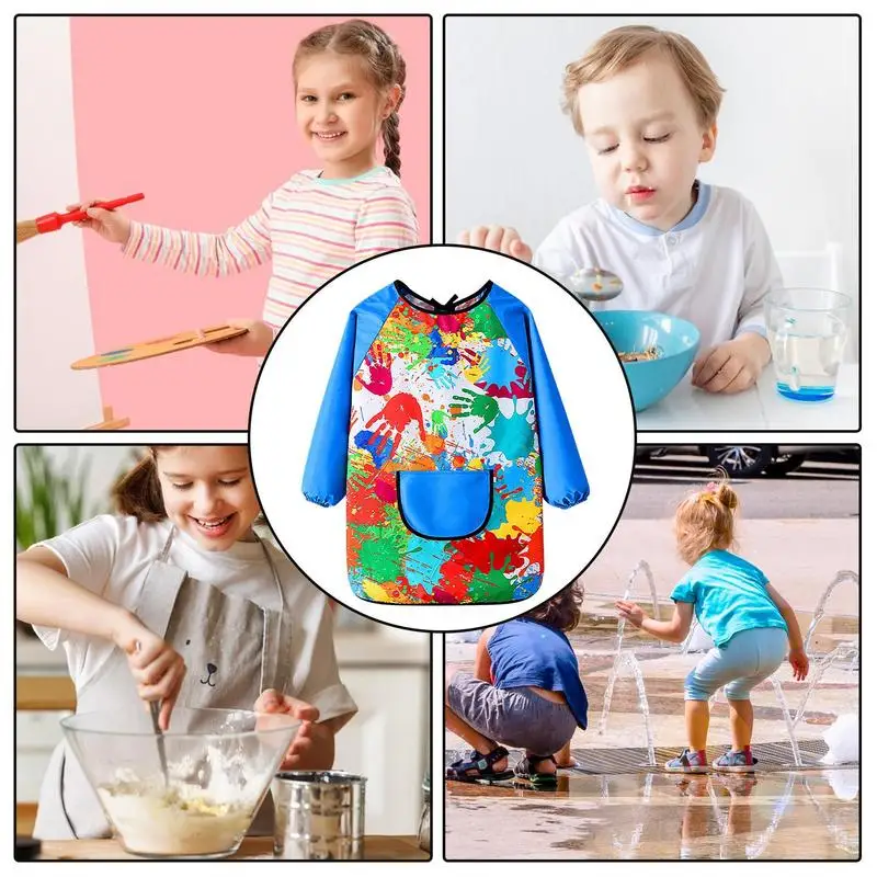 Children Art Aprons Waterproof Long Sleeve Painting Apron For Kids Artistic Sense Kids Art Smock For Cooking Craft Painting