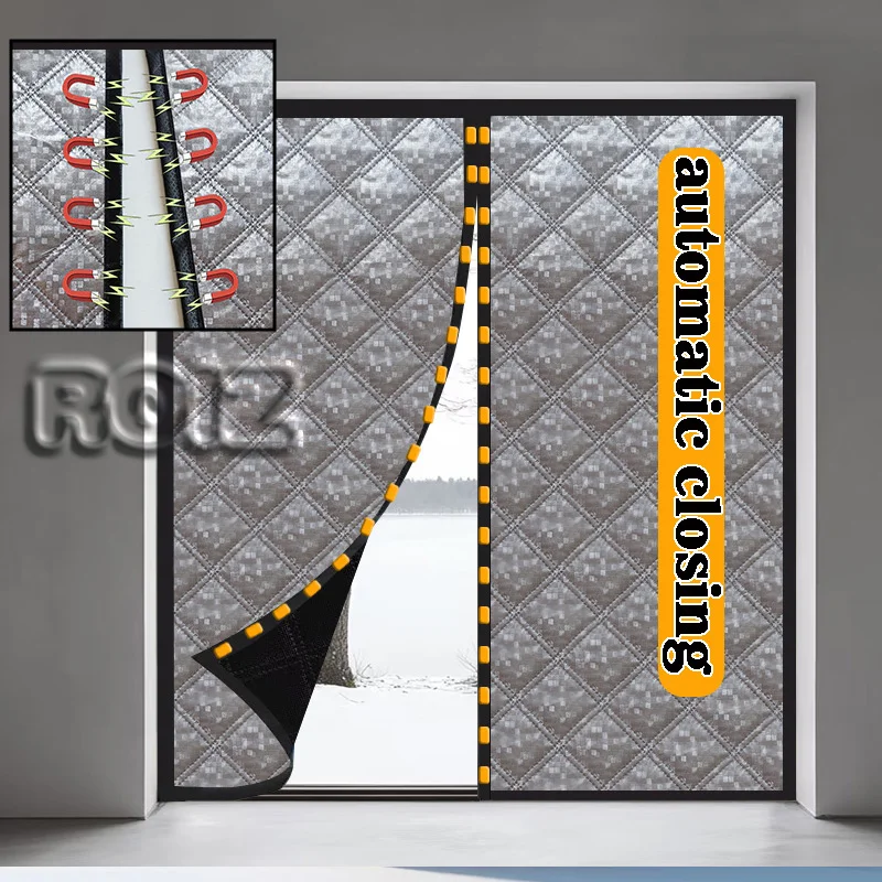 Customizable black winter cotton door curtain with magnetic windproof sealing curtain and thickened cold proof door curtain