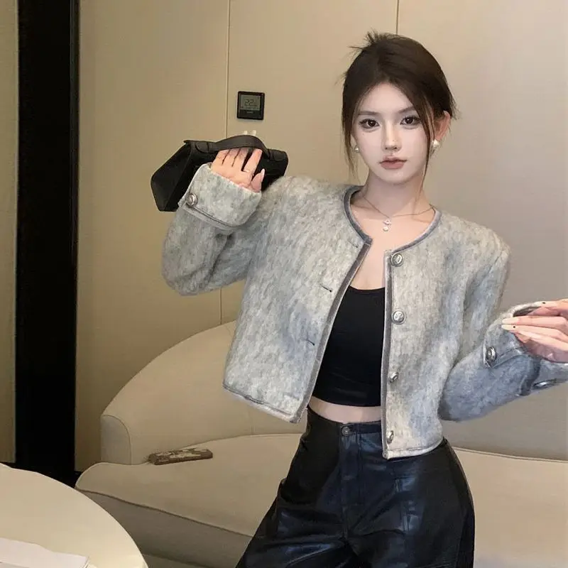 Korean Style Woolen Jacket For Women Fall Winter Fashion Street Short Coats Chaquetas Jaqueta