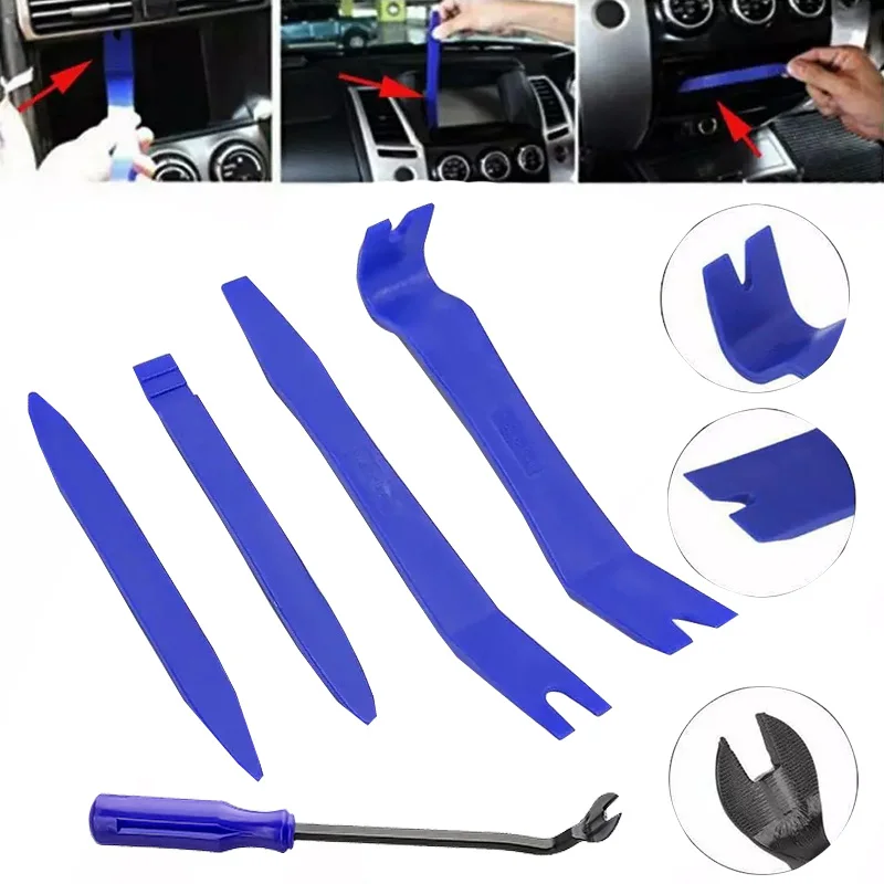 

Car Door Clip Panel Trim Removal Tool Kit – Auto Audio Navigation Disassembly Prying Set Plastic Pry Bar & Nail Puller