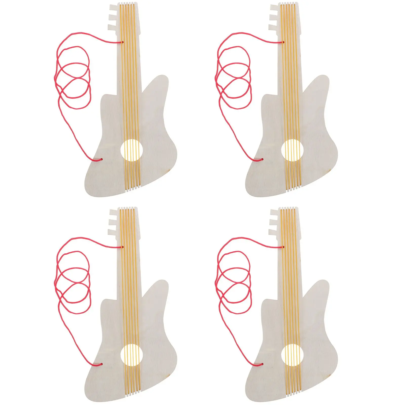 4pcs Wooden Guitars for Kids DIY Painting Craft Toys Unpainted Guitar Kits Kindergarten Musical Instruments Toddler Guitar