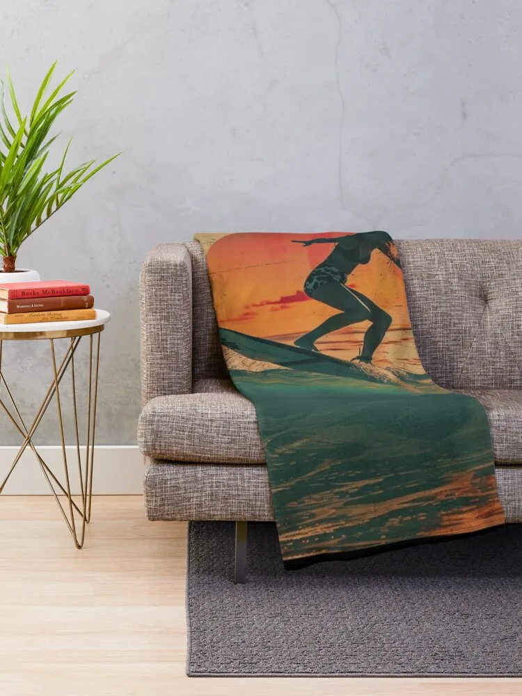 Ride the Waves Surf-Inspired Print-on-Demand Collection Throw Blanket Quilt Decorative Sofas Blankets