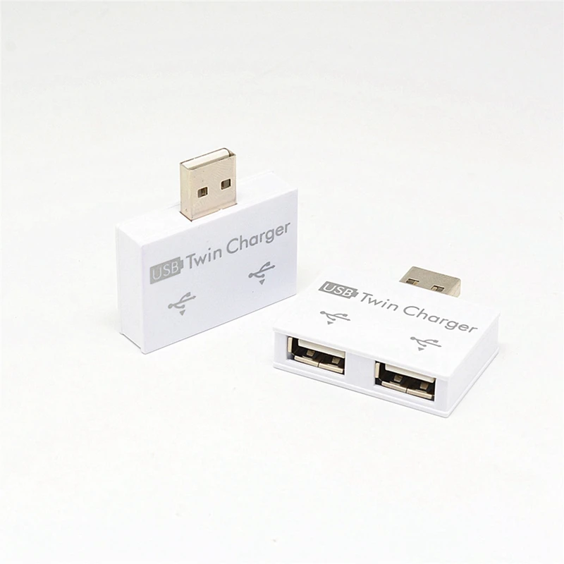 Portable Mini USB Hub To 2 Port Charger Hub Adapter USB Splitter Dual USB Charging Extender For Phone Computer