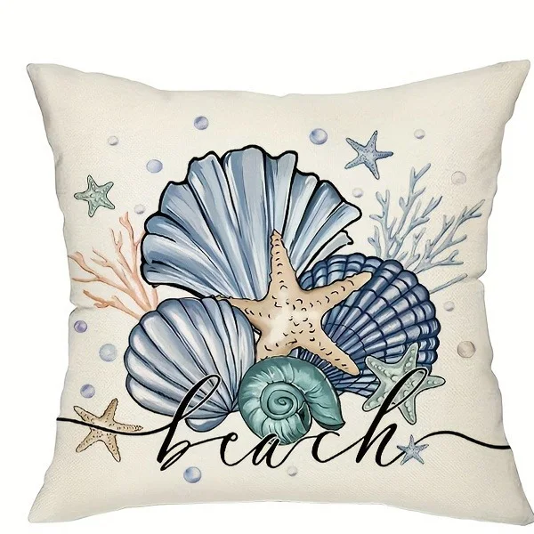Seaside Shells throw pillow cover with short plush print for living room sofa decoration cushion cover pillow covers decorative