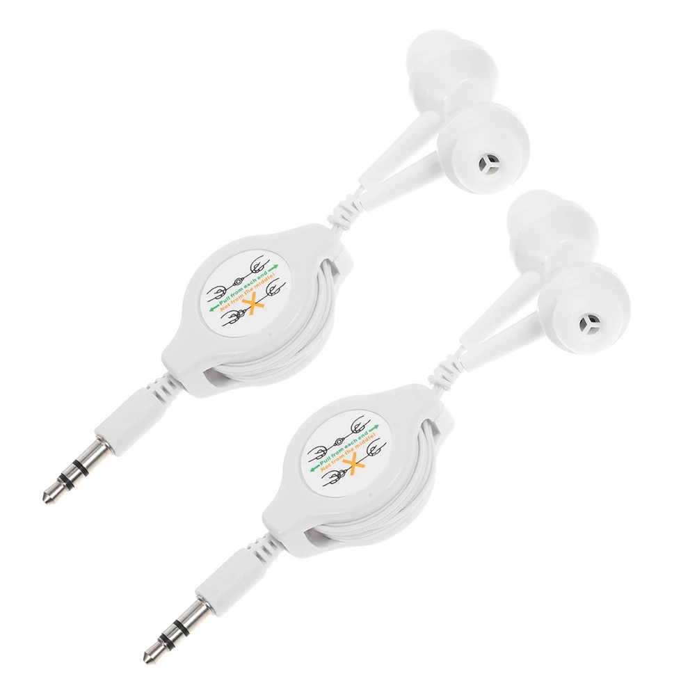 

2pcs Dual Stretchable Retractable Earphones Wired In-ear Buds Portable Sports Headphones Noise Isolating Lightweight