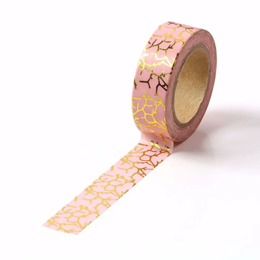 Cinta adhesiva decorativa de 15mm x 10m, Washi breve de espuma dorada Superior, DIY, para álbum de recortes, papelería escolar