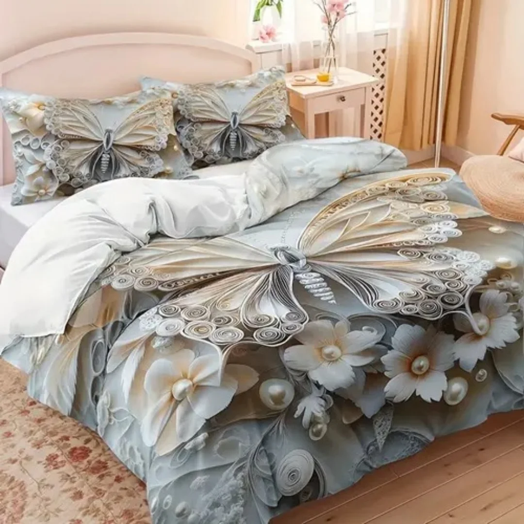 Housse de couette imprimée en relief 3D, ensemble de literie Queen King Size HD, décoration de chambre, housse de couette de luxe exquise, 3 pièces