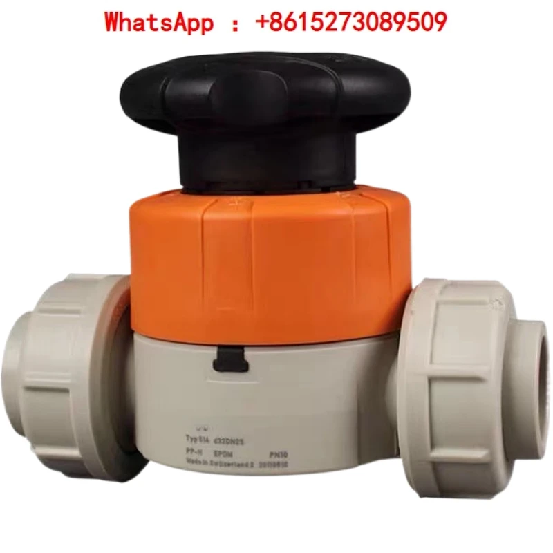 Manual control valve, double acting, flexible joint, hot melt butt welded diaphragm valve, PVDF/PVC/PPH