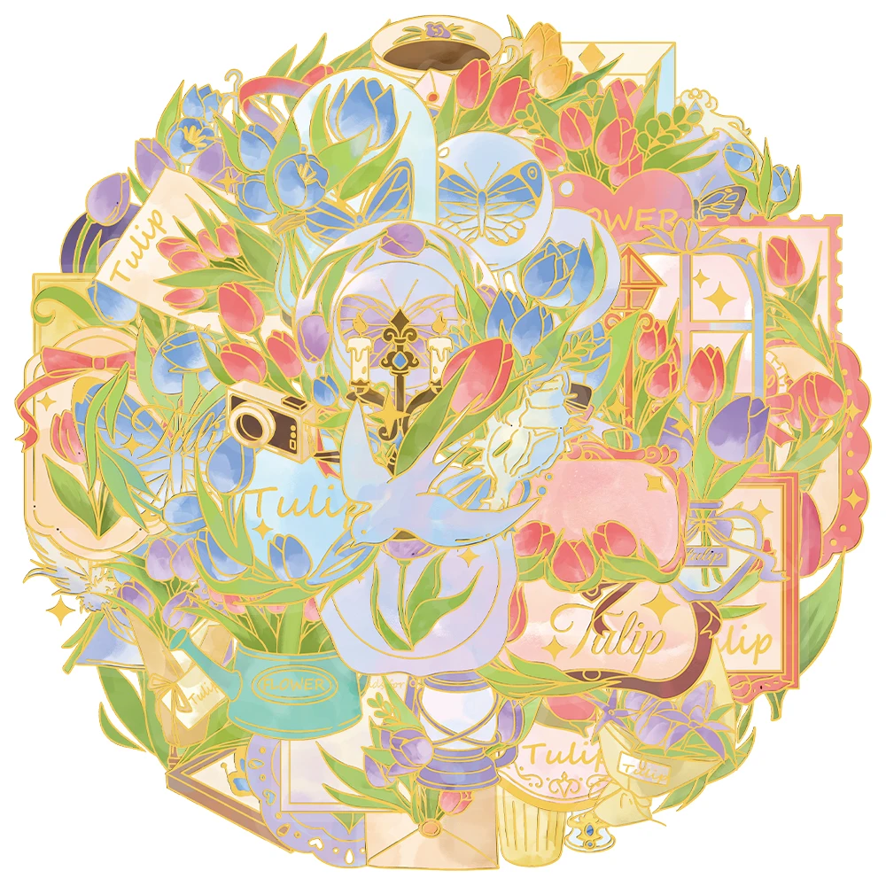 

50PCS Creative Jade Secret - Hot Stamped PET Transparent Material Stickers DIY Decorative Personalized Decorative Stickers