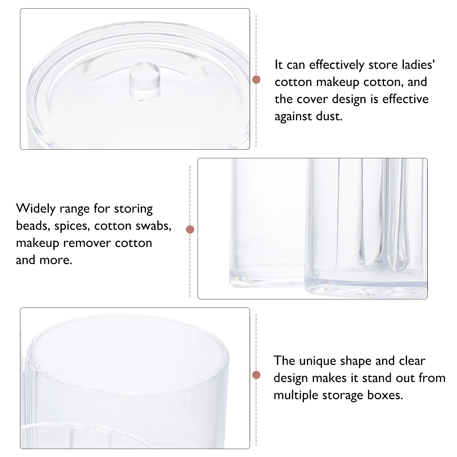 

Dustproof Storage Tube Triple Compartment Acrylic Box For Cotton Swabs Makeup Organizer Desktop Home Hotel Supply