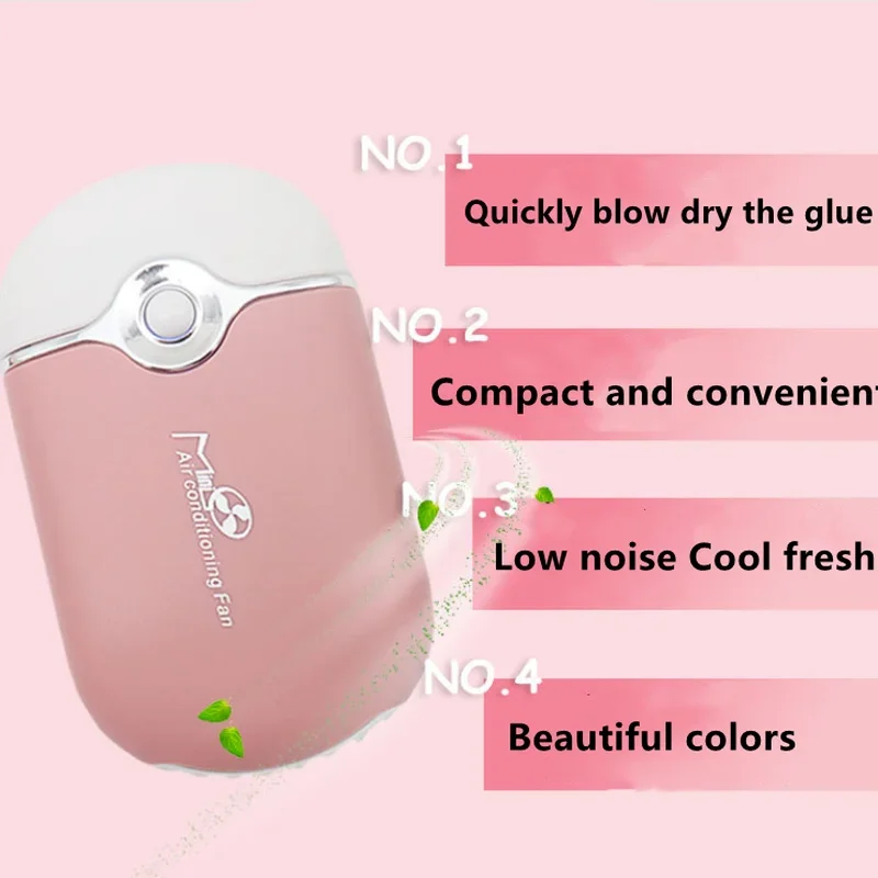 USB Mini Fan Air Conditioning Blower for Eyelash Extension & Nail Polish Rechargeable Cooling Fan