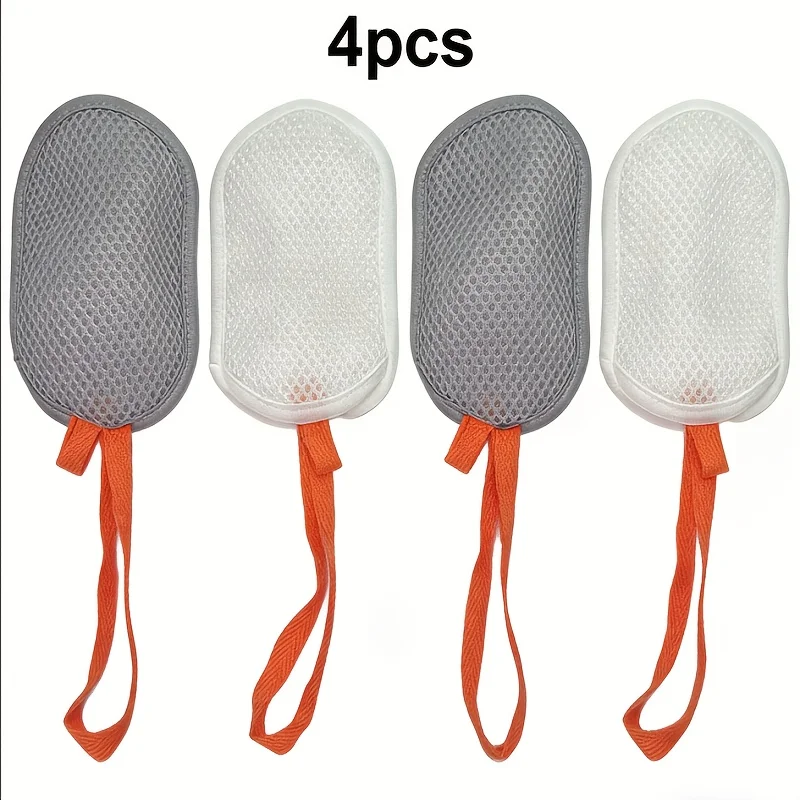 

4pcs Soap Bag with Lathering Net, Bath Flower Scrubber, Soft Dual-Sided Lathering Sponge for Home Use