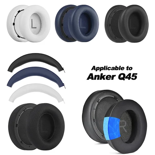 Imagen 2 del producto Almohadillas para auriculares Anker Soundcore Life Space Q45, almohadillas rosas de repuesto, orejeras, cubiertas de memoria de malla, proteína de esponja