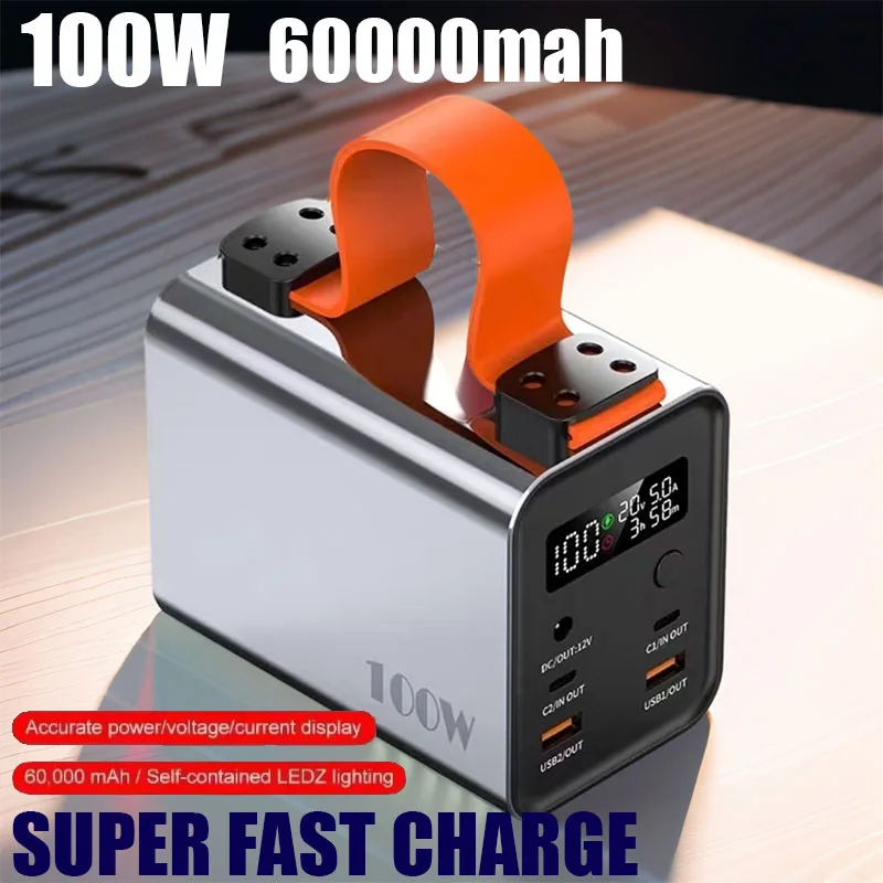 

60000mAh Best Selling Power Bank Station PD100W Portable Power Bank Outdoor Energy Solar Generator for Camping Phone Fast Charge