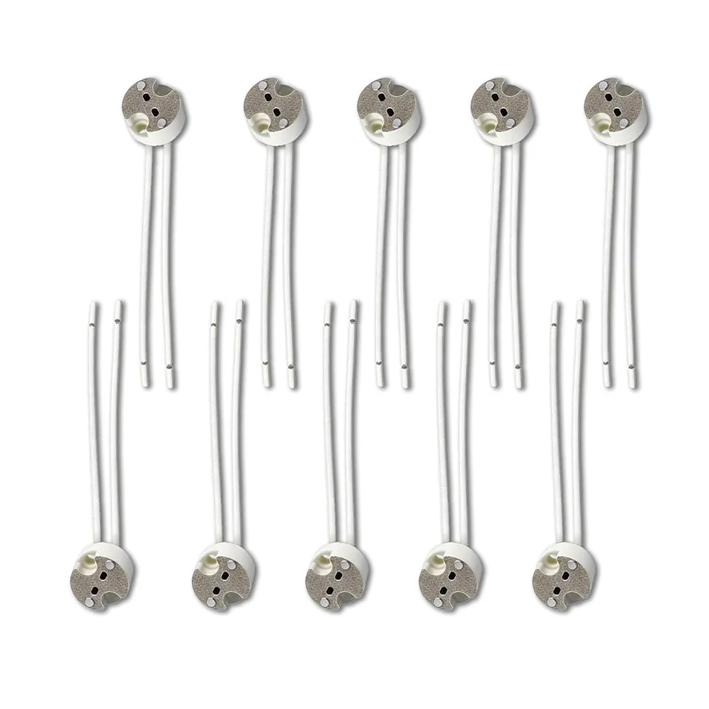 GU5.3 MR16 Socket Lamp Holder 10 Pack for 12V LED and Halogen Bulbs with Flexible Wiring and Insert Rotate Function