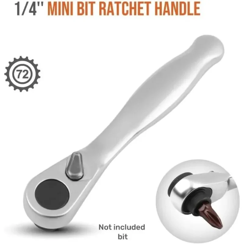 Mini Ratchet Wrench 1/4 Drive Ratchet Handle 72 Teeth Quick Release Socket Spanner Screwdriver Bit Hand Tool Wrench Repair Tools