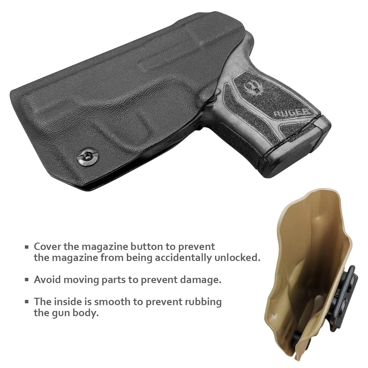 POLE.CRAFT Ruger LCP MAX sarung IWB Kydex untuk Ruger LCP MAX .380-in-Waistband tersembunyi sarung pistol-LCP MAX saku senjata