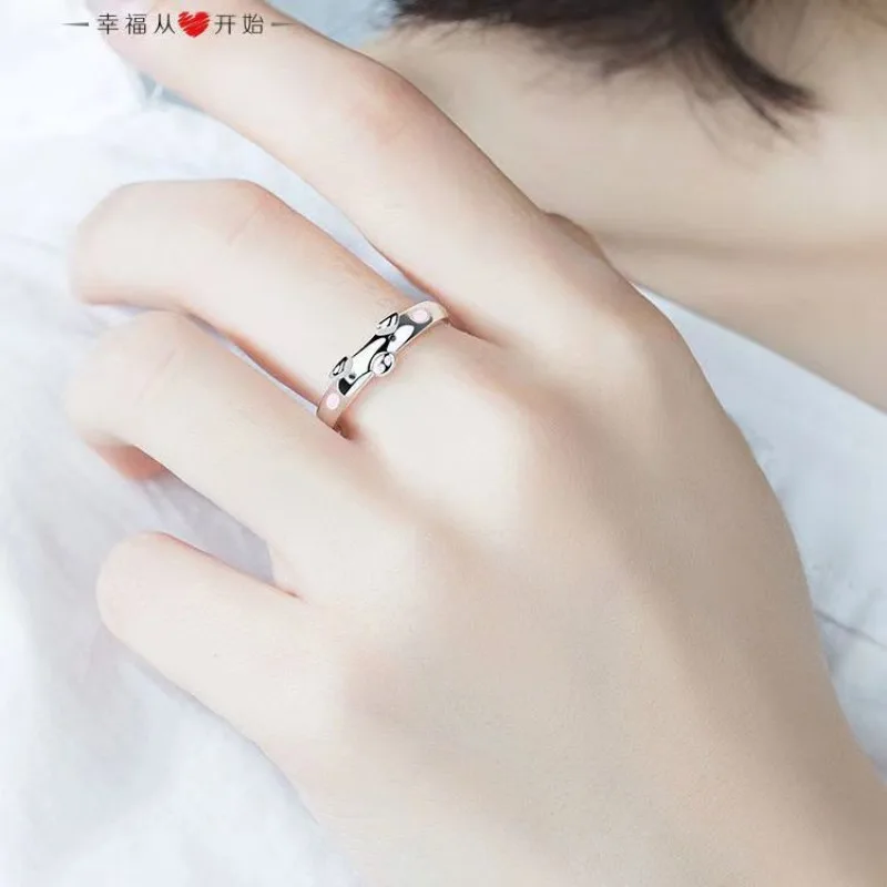 

Kawaii anime Korean version of piggy ring for girls fresh and cute cartoon creative piggy open ring accessories gifts wholesale