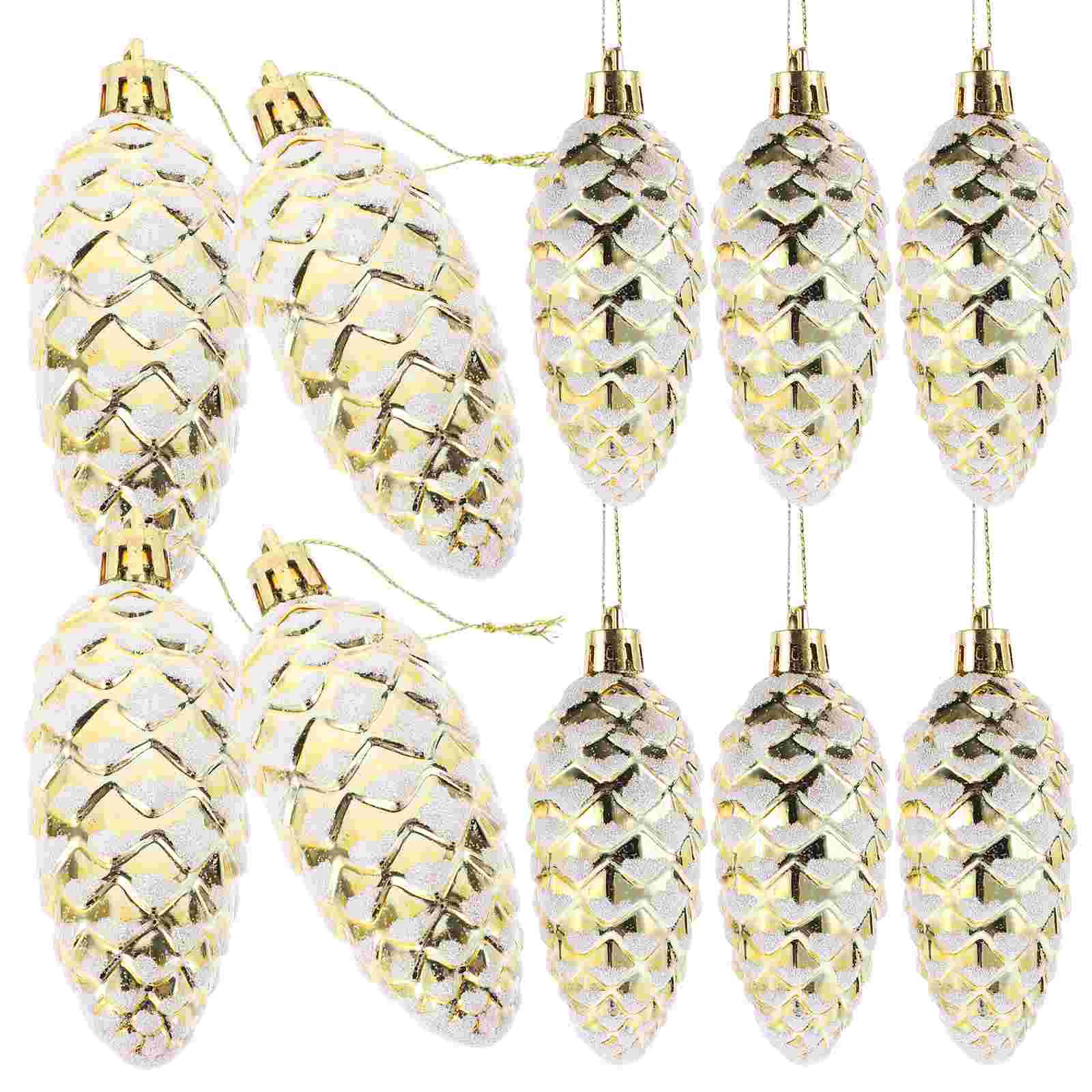 

10 Pcs Christmas Decoration Plastic Painted Pine Cone Balls Tree Hanging Ornaments for Xmas Wreath Pendant