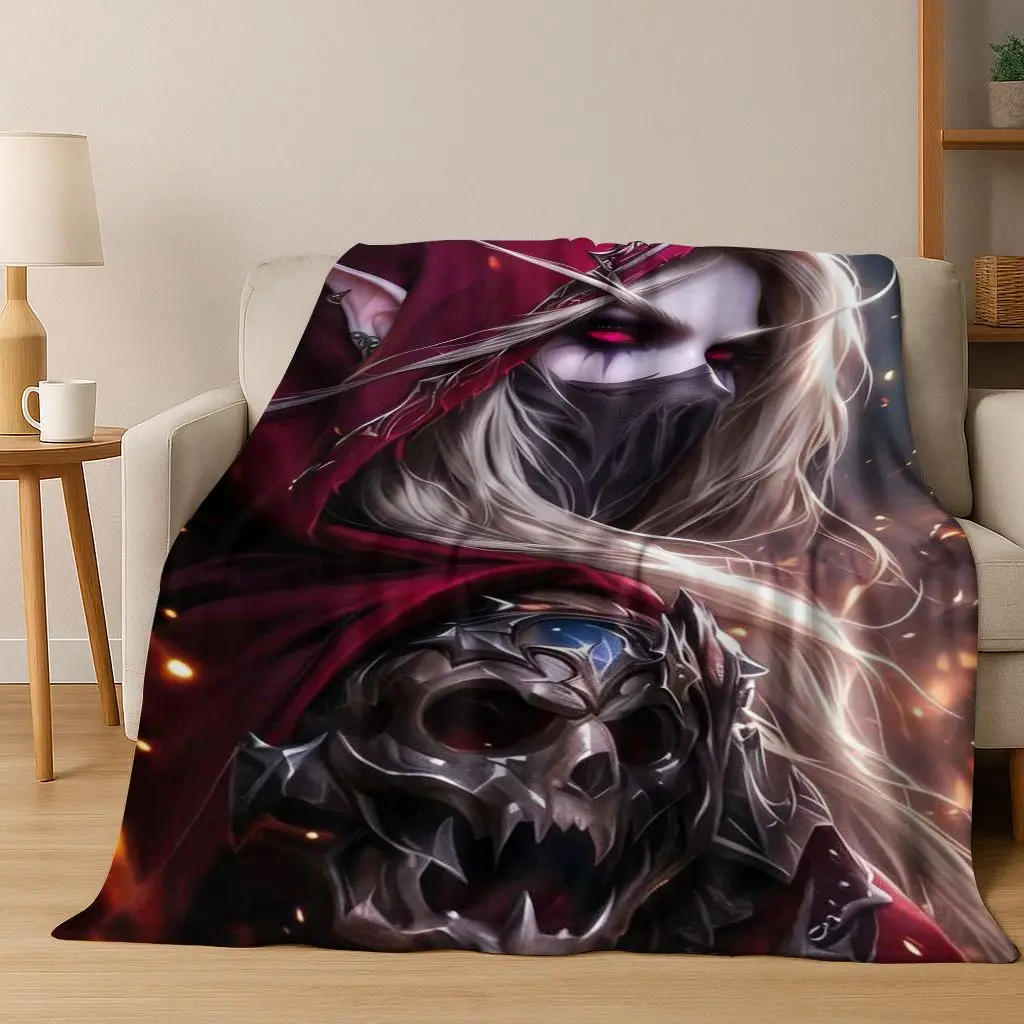 WOW World of Warcraft Arthas Demon Illidan Sylvanas Flannel Blanket,Cozy Soft Throw Blanket for Home Bedroom Bed Sofa Cover Gift