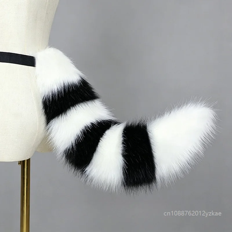 

Adjustable Belt Plush Animal Tail Cute Girl Wolf Tail Cosplay Accessories Role Play Party Props Furry Fluffy Striped Fox Tail