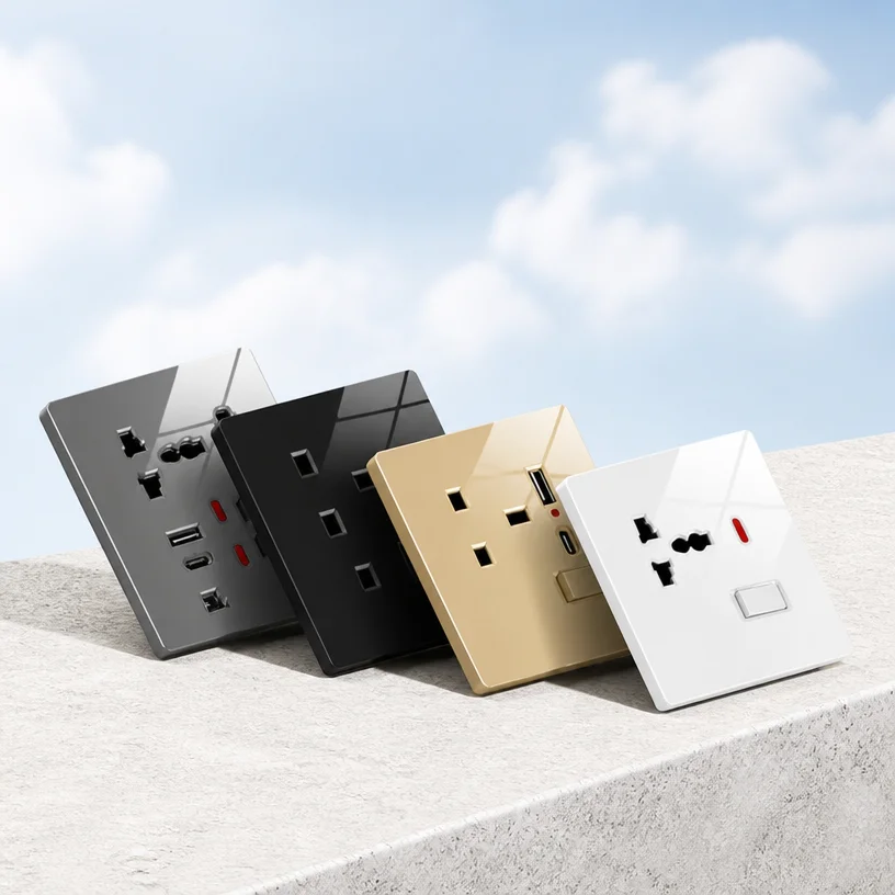 Luxury Tempered Glass Wall Switch Panel 86x86mm Push Button ON/OFF Modern Minimalist Light Switch for Bedroom Living Room