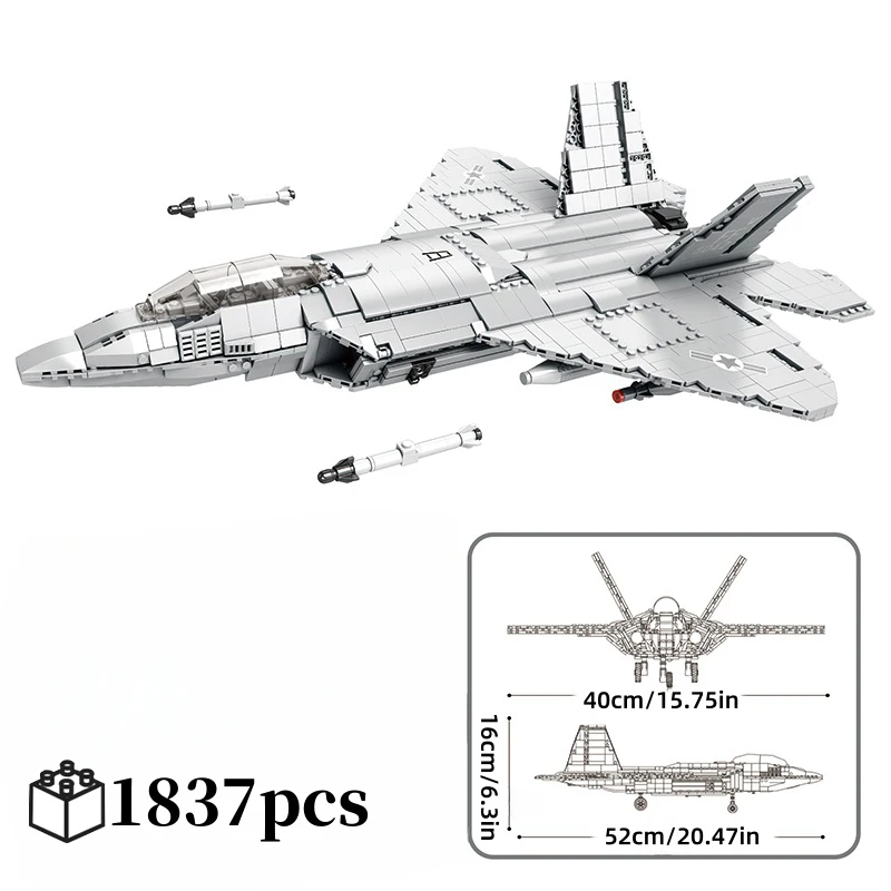 Technical USA F22 Raptor Stealth Strategic Fighter Building Blocks Supersonic Airplane Model Bricks Boy Toys Adult Gift for Kids