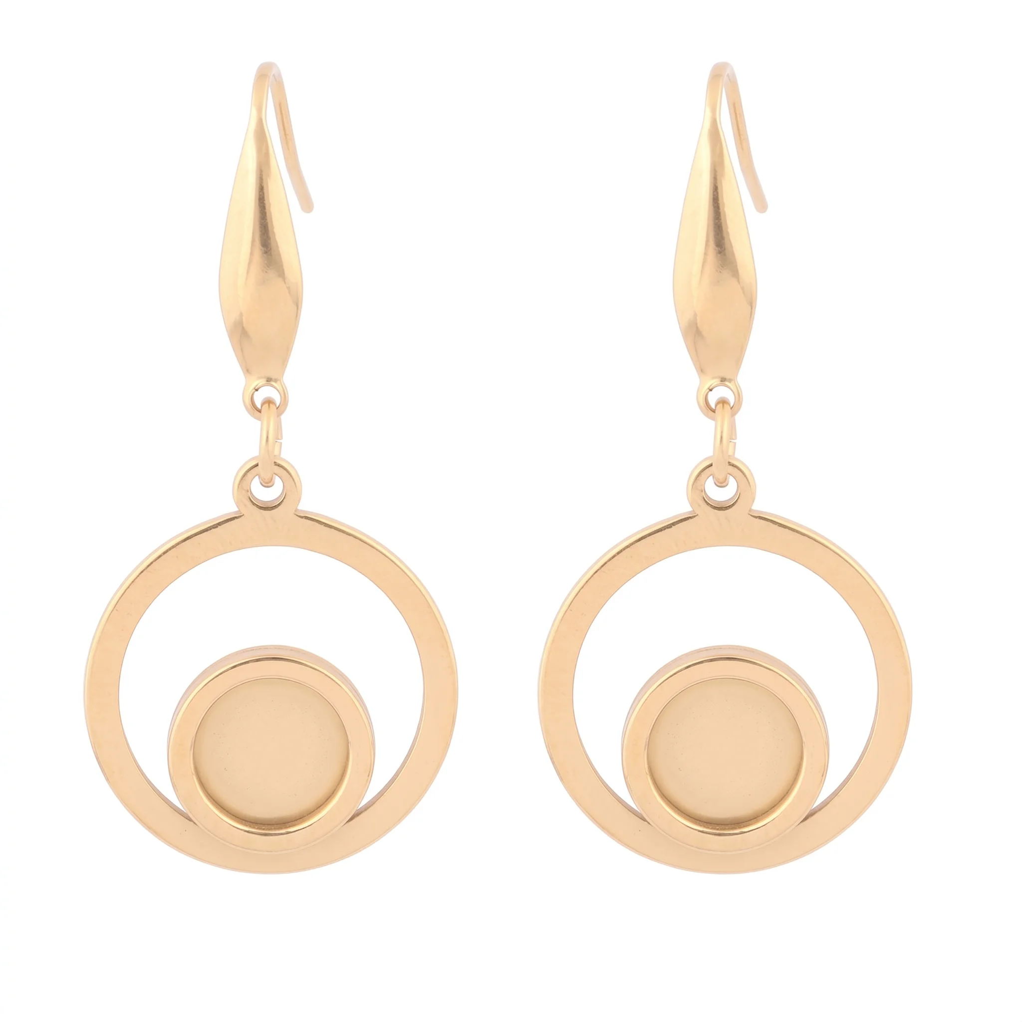 6 pièces de supports de boucles d'oreilles circulaires en acier inoxydable plaqué or de 20 mm avec montures à sertir rondes de 8 mm pour la fabrication de bijoux en résine cabochon