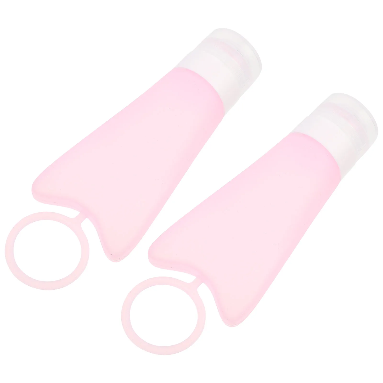 

1 set Pink Silicone Refillable Bottles Large Mouth Portable Travel Subpackaging Bottles for Shampoo Body Wash with Hook